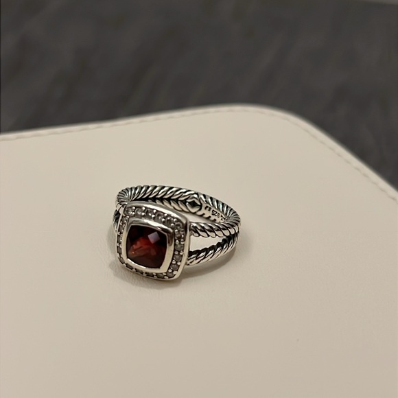 COPY - David Yurman Petite Albion ® Ring Sterling Silver w/ Garnet + Diamonds - Picture 13 of 14